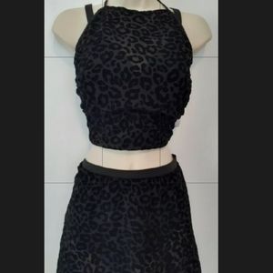 Plus Size Torrid 3 3x 22 24 Black Mesh Leopard Swimsuit Top Bottom Skirt NWT